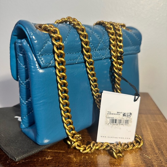 Kurt Geiger London Mini Brixton Genuine Leather Convertible Bag Teal - Picture 5 of 7